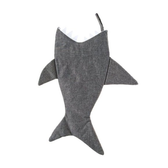 Holiday Time Gray Shark Christmas Stocking 20” Button Eye White Teeth - Picture 3 of 4